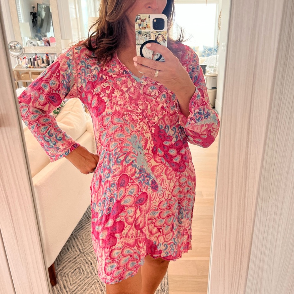 Pink Floral Beach Cover-Up